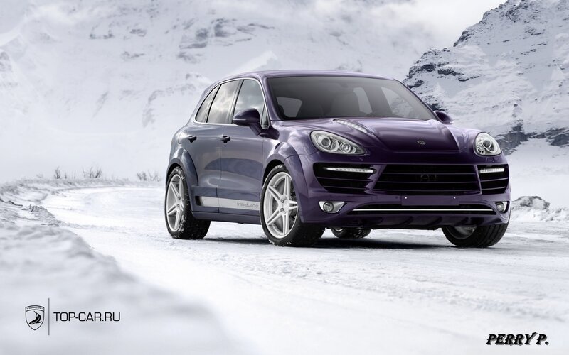 Purple SUV in Snow — Dramatic