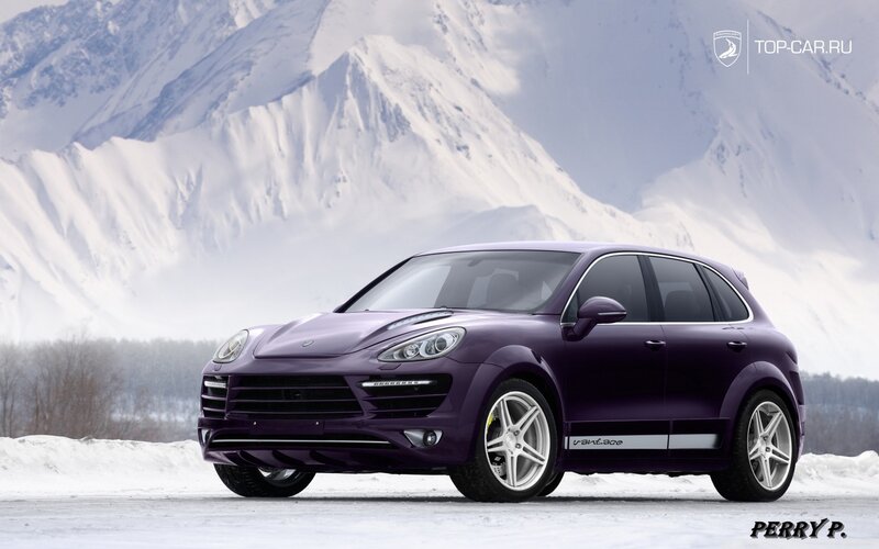 Purple SUV in Snow