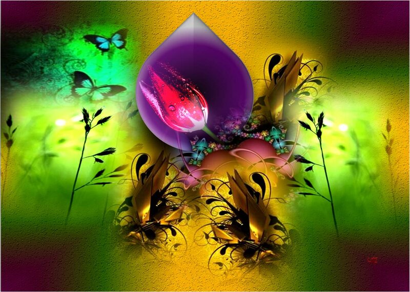 Purple Teardrop with Flower