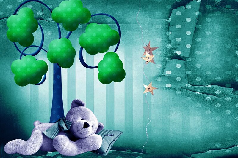 Purple Teddy Bear — Green