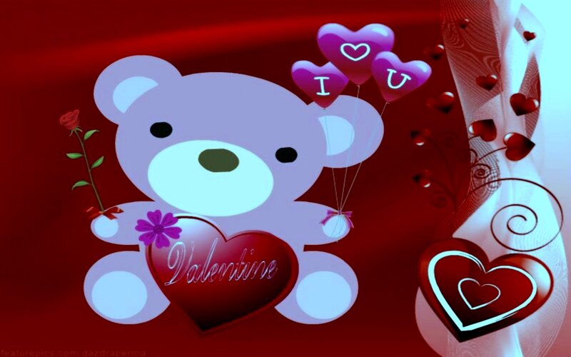 Purple Teddy Bear — Red