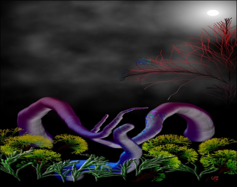 Purple Tentacled Creature — Dark