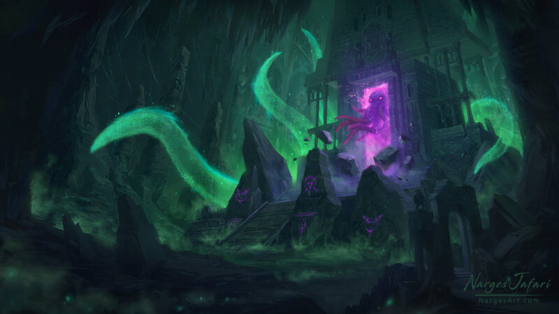 Purple Tentacled Creature — Green