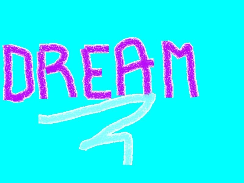 Purple text DREAM on blue background