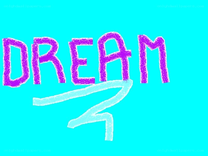 Purple text DREAM on blue background