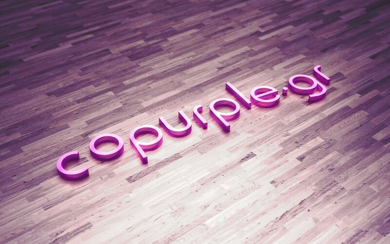 purple text on wooden floor