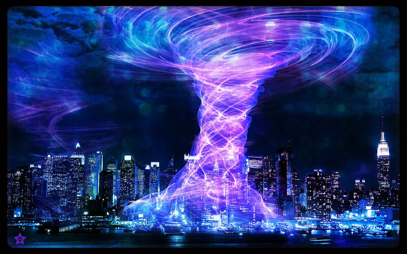 Purple Tornado over City