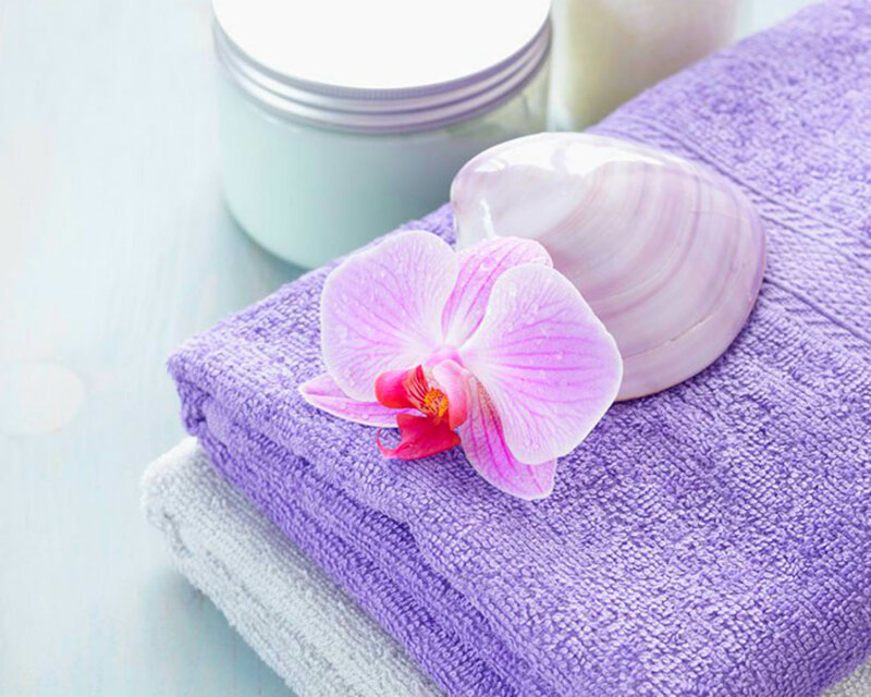 Purple Towel with Orchid