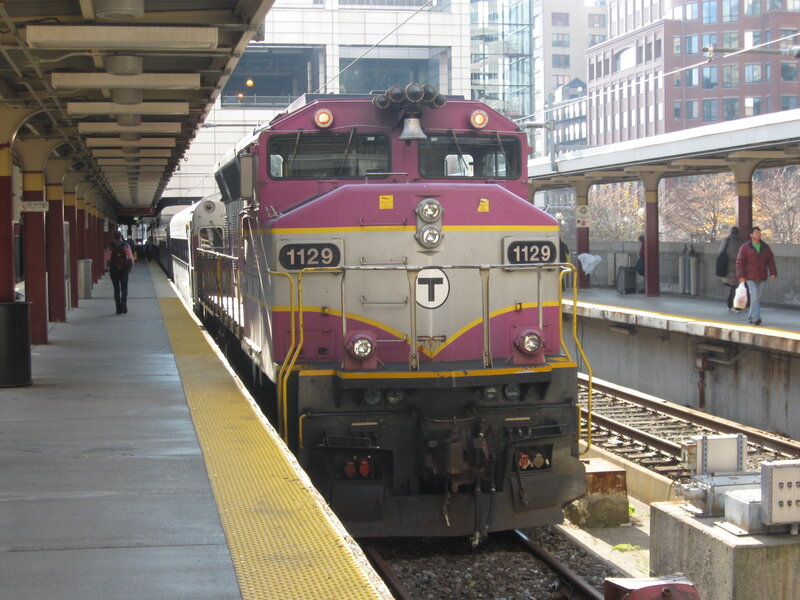 Purple train at station platform