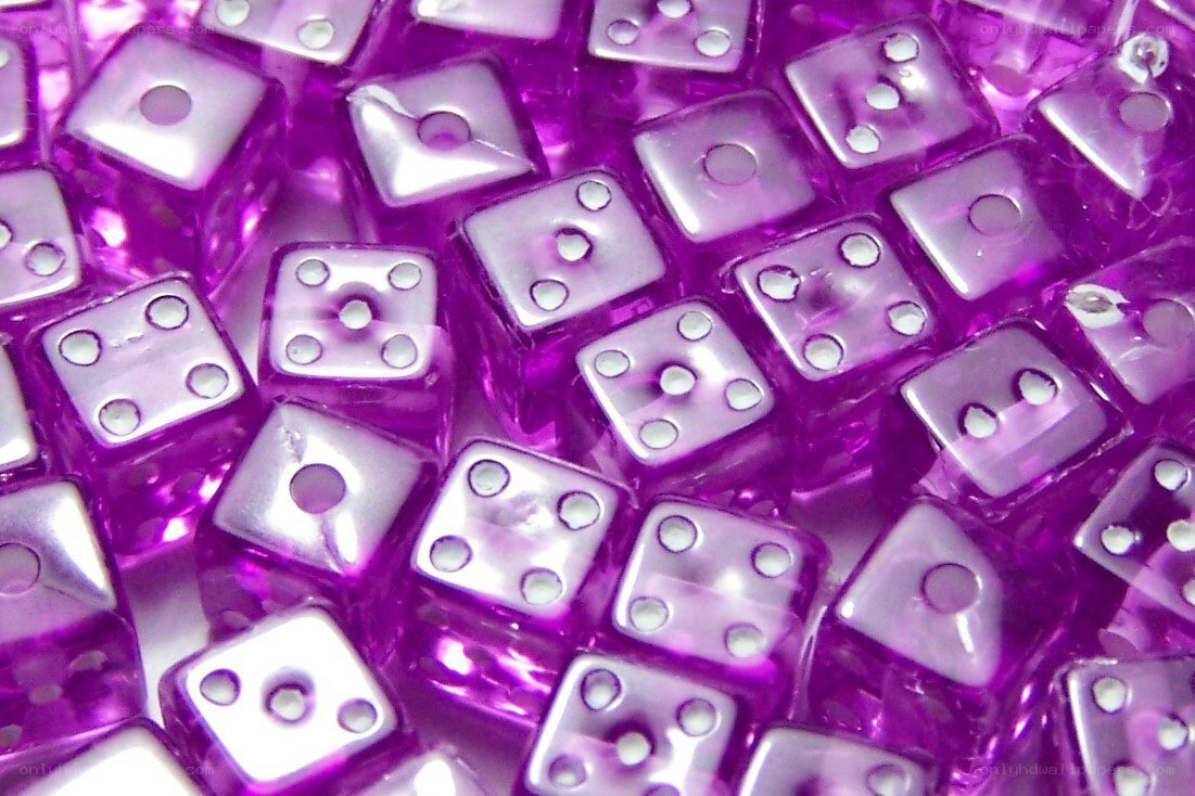 purple translucent dice