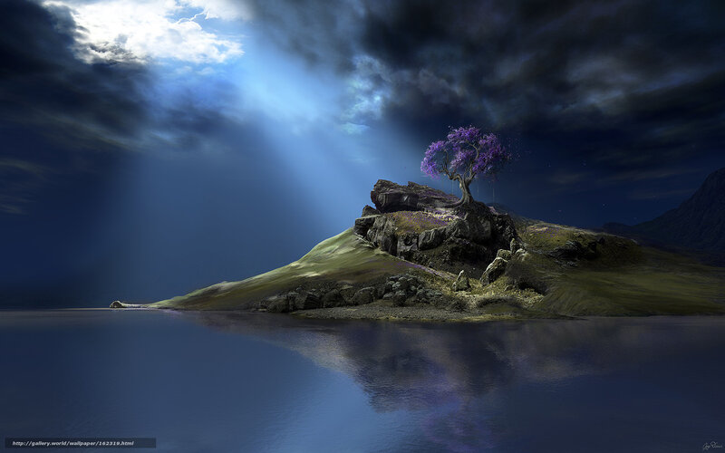 Purple Tree on Island