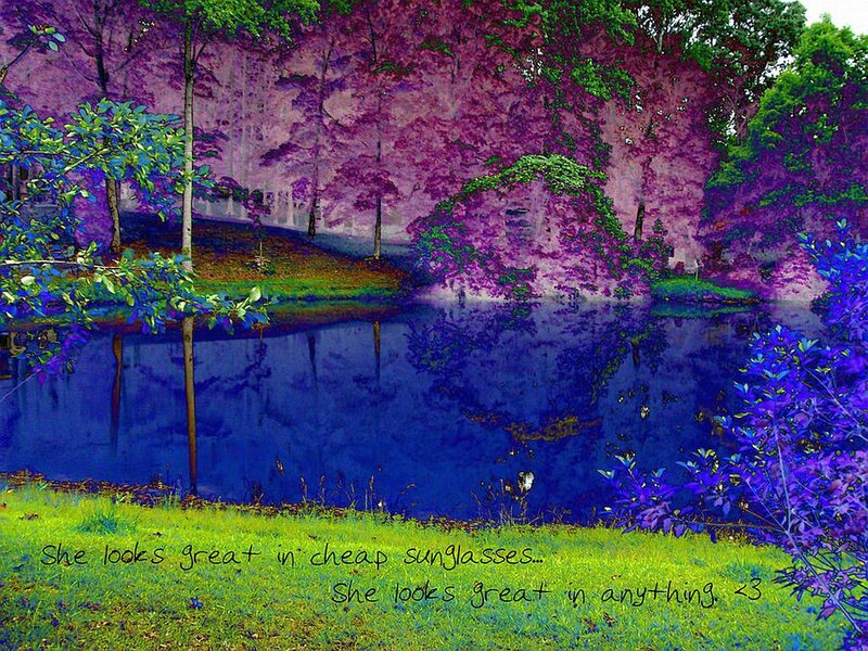 Purple Trees by Pond
