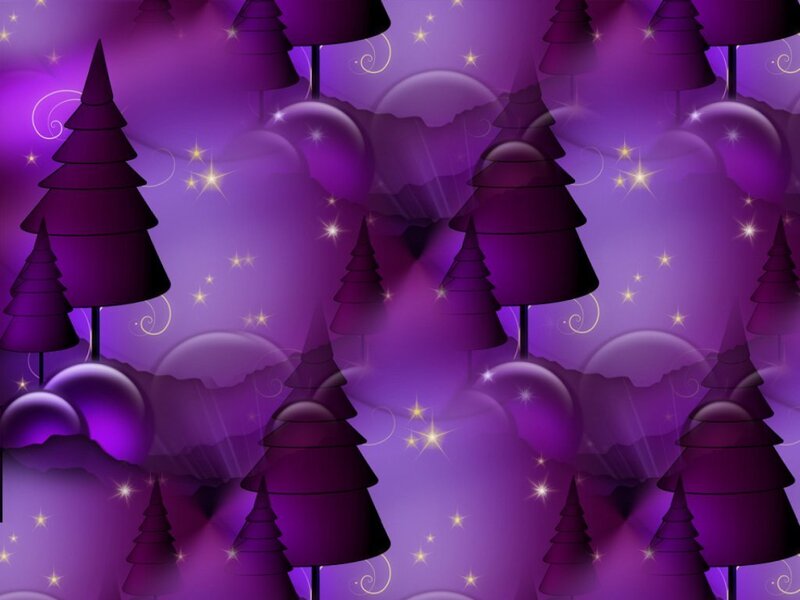 Purple Trees in Forest