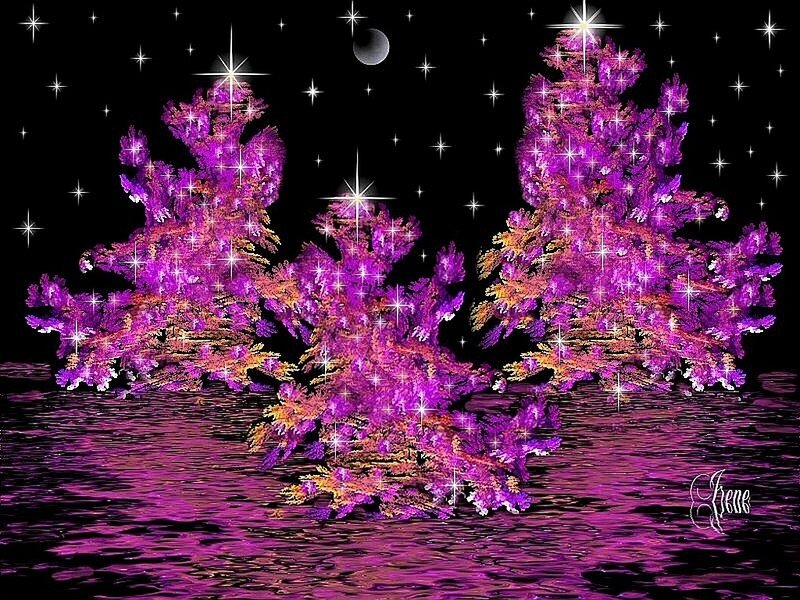 Purple Trees in Water
