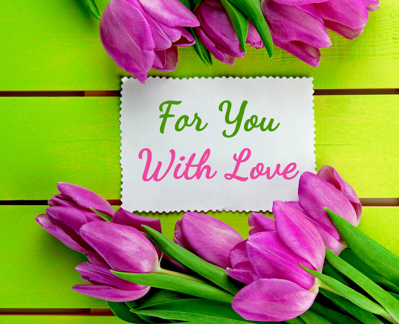 Purple Tulips and Card — Green