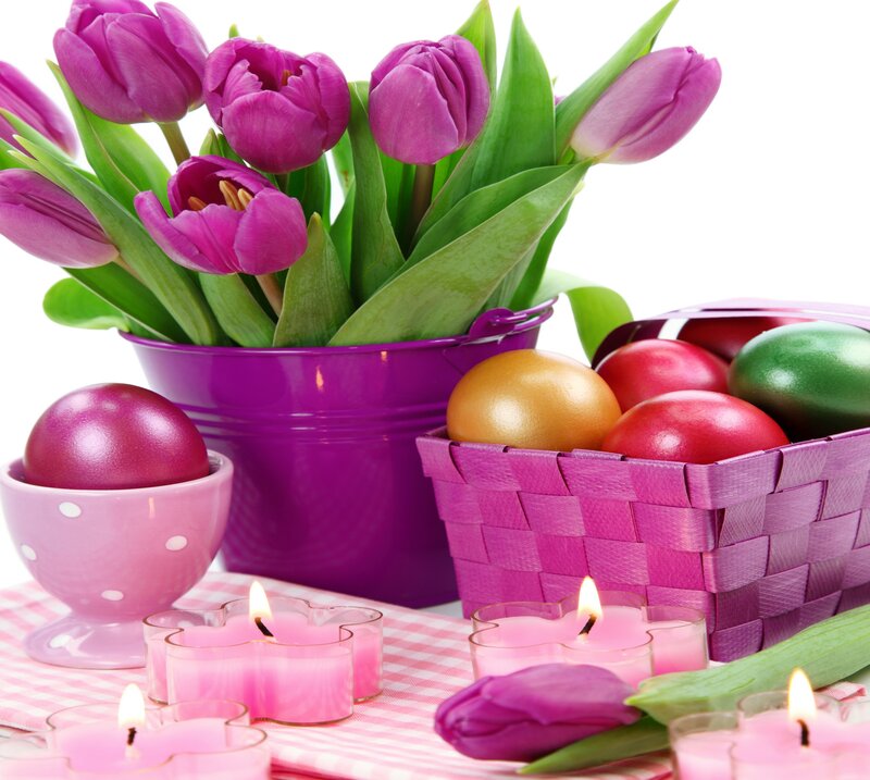 Purple Tulips and Eggs
