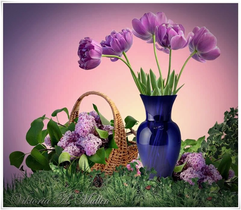 Purple Tulips and Lilacs