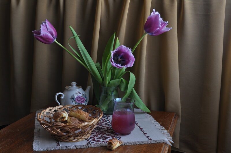 Purple Tulips and Pastries