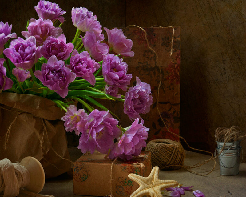 Purple Tulips in Paper