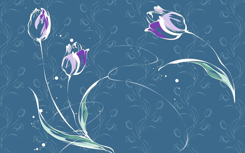 Purple Tulips on Blue
