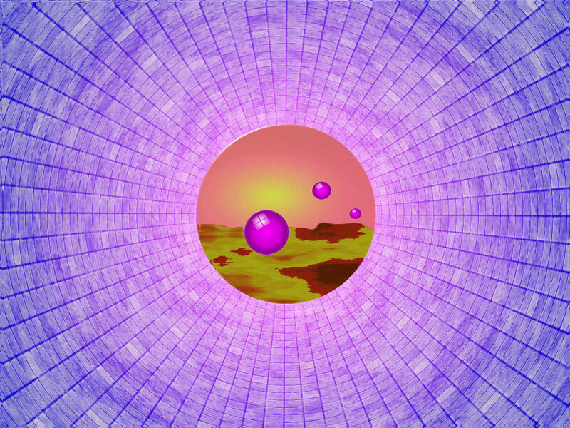 purple tunnel with alien landscape