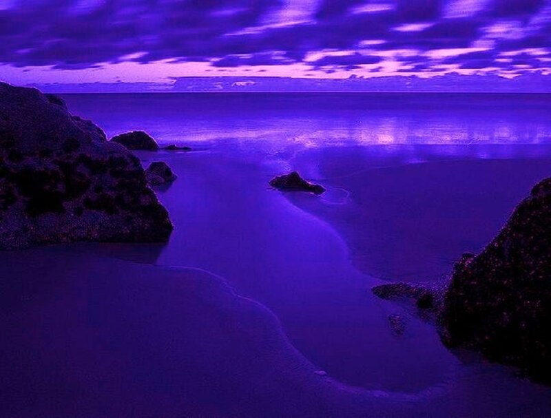 Purple twilight at the beach