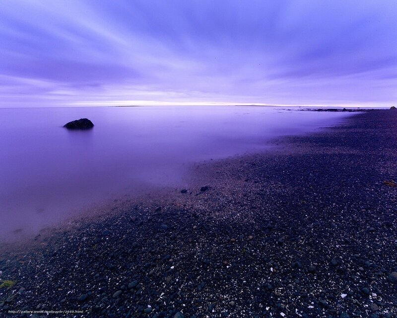 Purple twilight beach scene