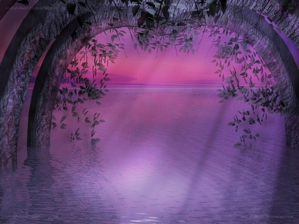 purple twilight forest lake