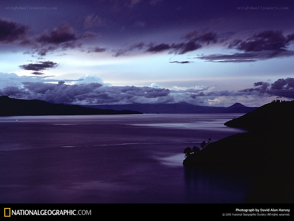 Purple twilight over a lake