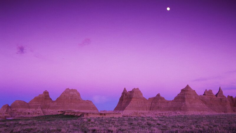 Purple twilight over badlands