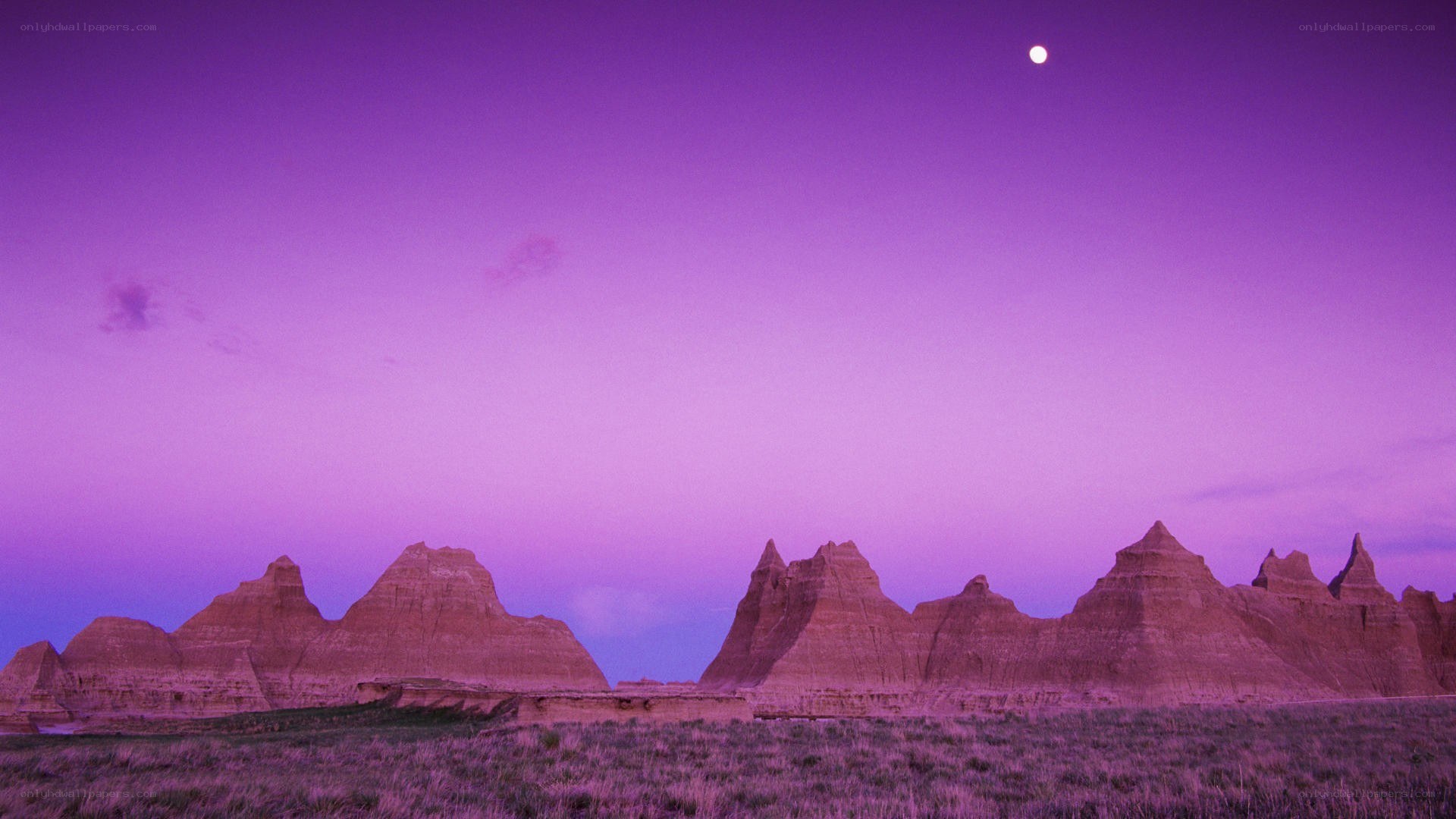 Purple twilight over badlands