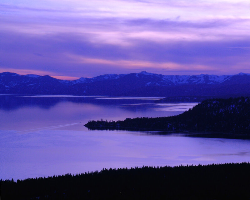 purple twilight over lake tahoe