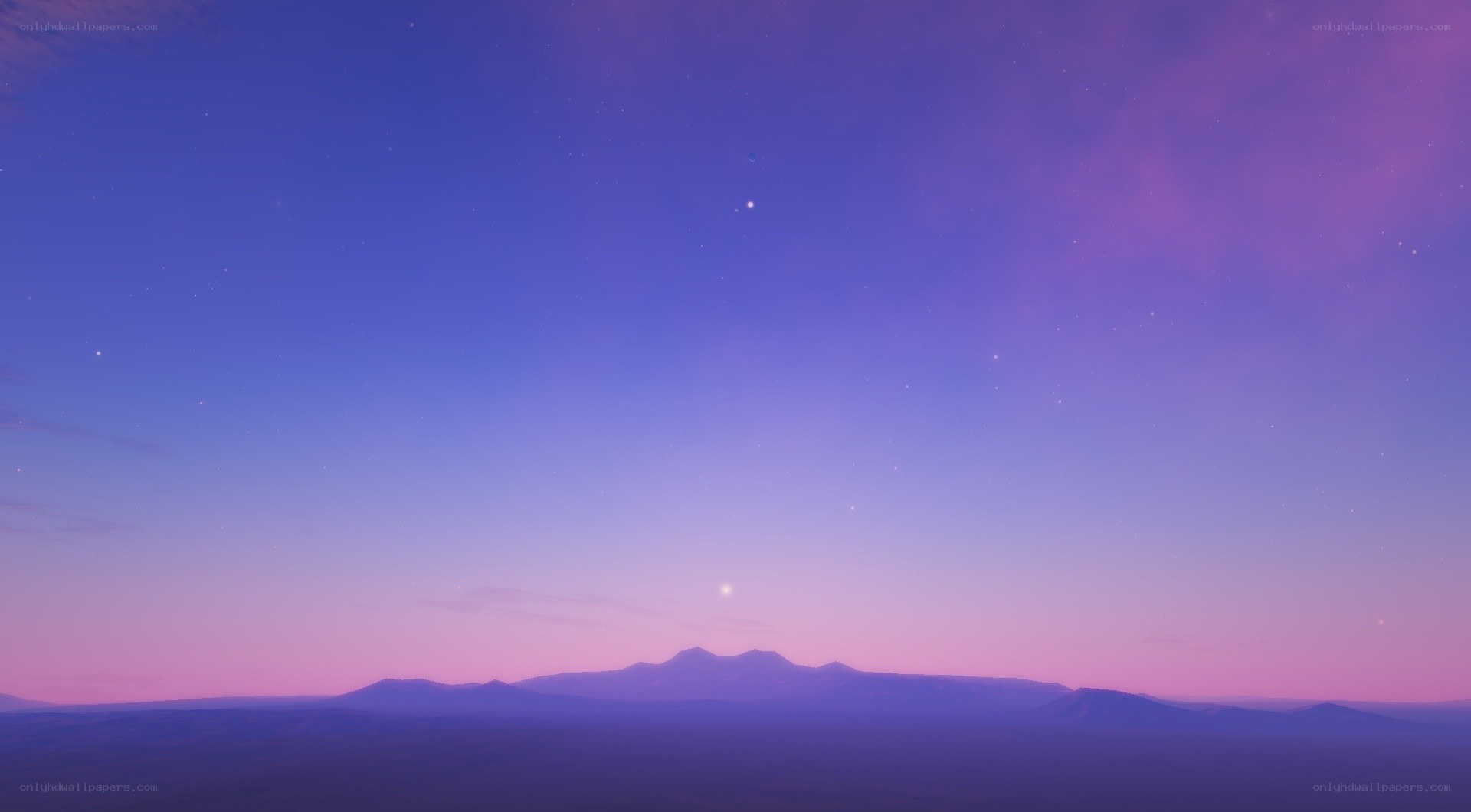 Purple twilight over mountains