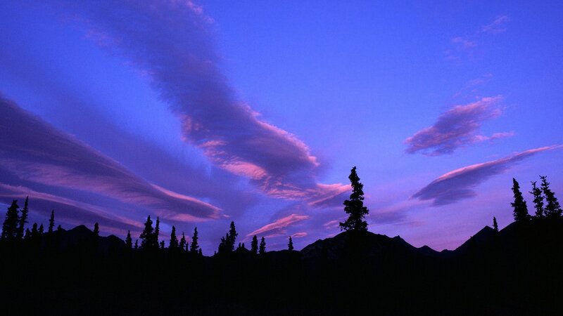 Purple twilight over mountains