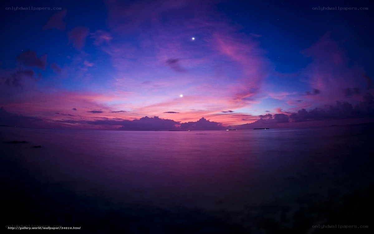 Purple twilight over the ocean