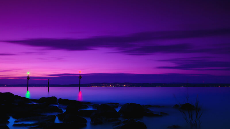 Purple Twilight over Water — Serene