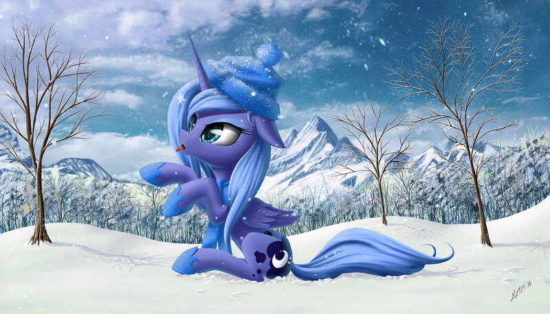 Purple Unicorn in Snow