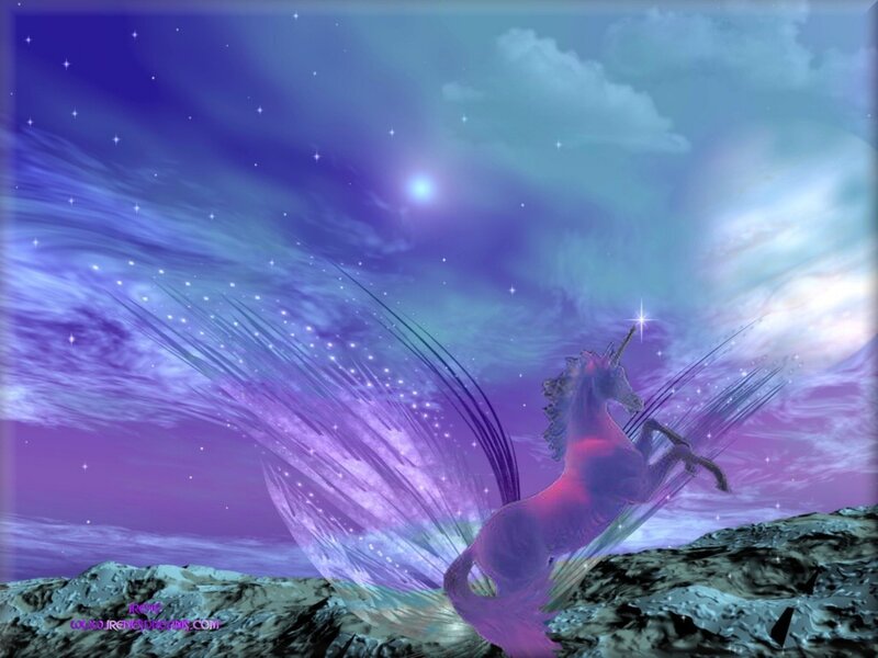 Purple Unicorn on Rocks