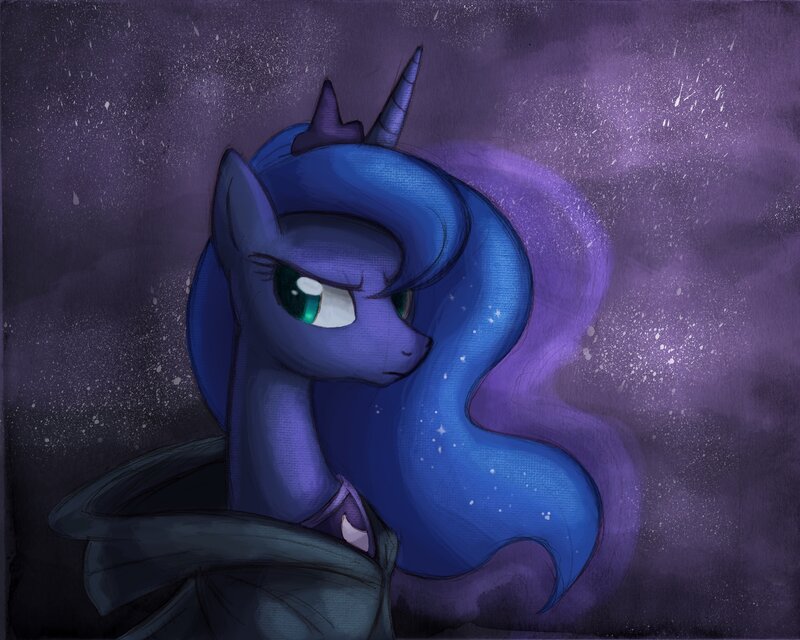 Purple Unicorn Pony — Dramatic, Night, Digital Art, Starry Sky