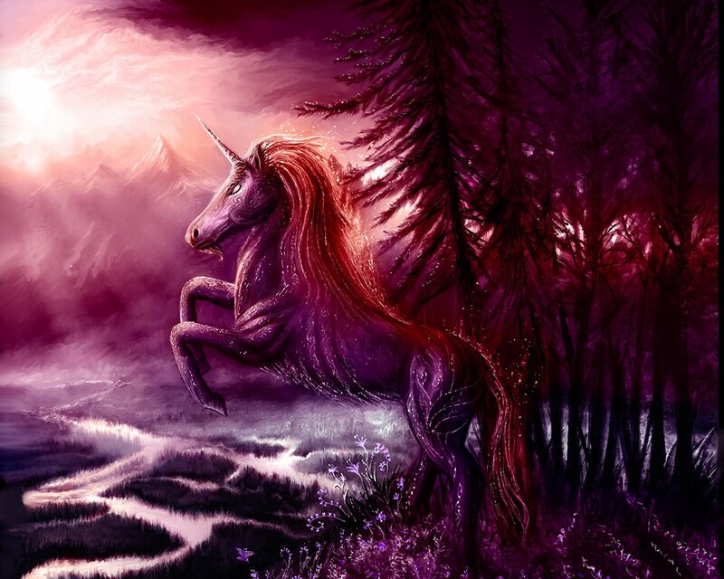 Purple Unicorn Rearing — Dramatic