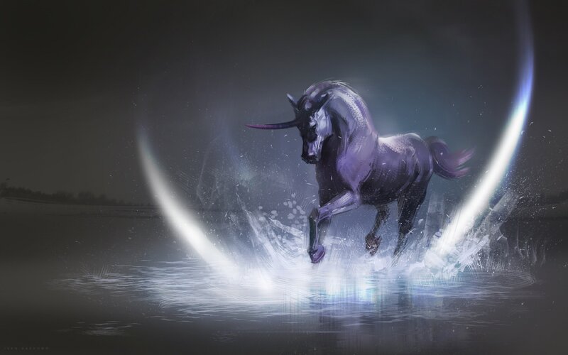 Purple Unicorn Running — Dramatic