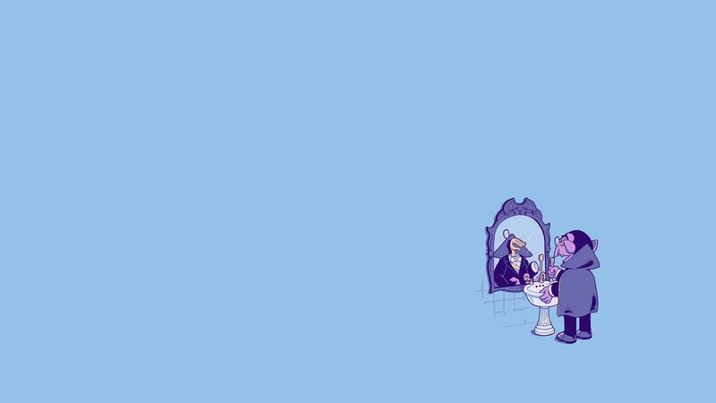 Purple Vampire Brushing Teeth — Blue