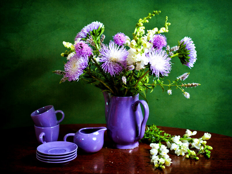 Purple Vase with Flowers — Serene