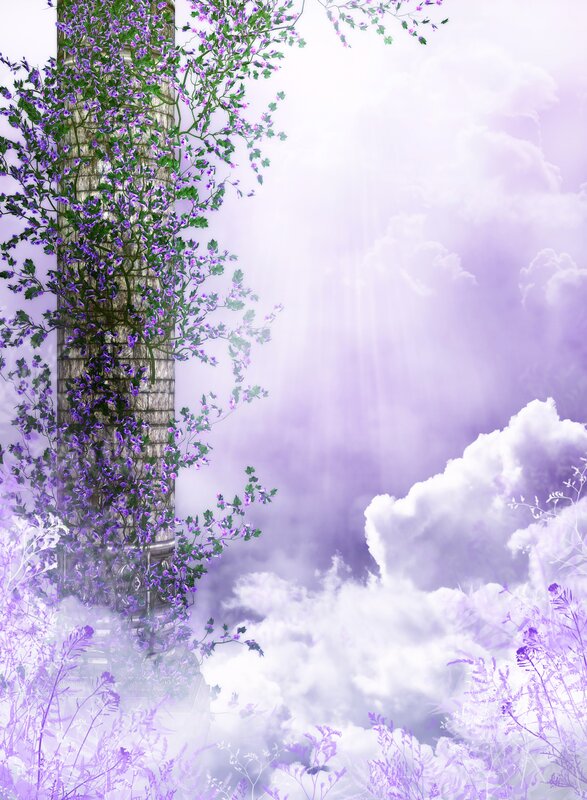 purple vine-covered pillar