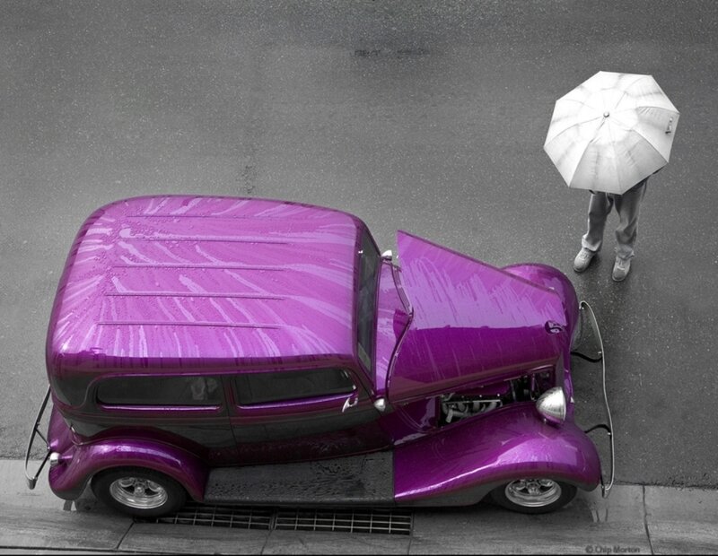 Purple Vintage Car — Dramatic, Photograph