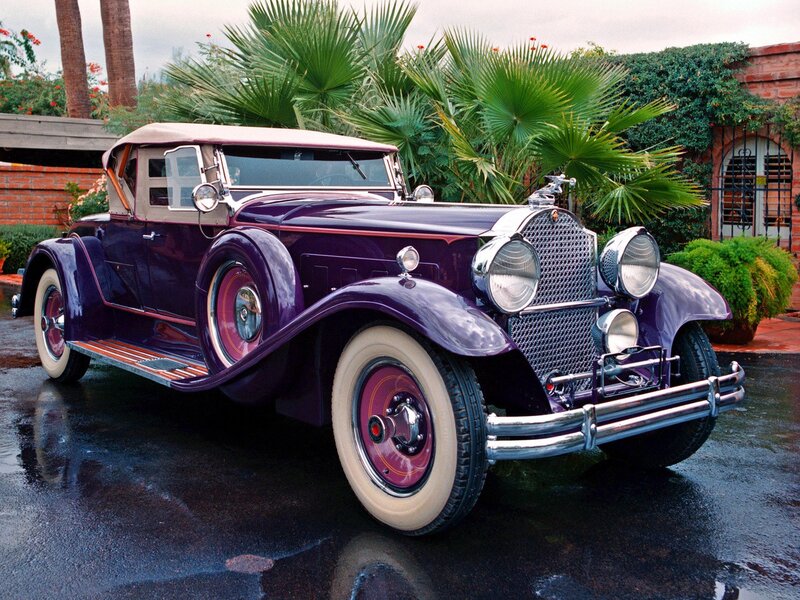 Purple vintage convertible car