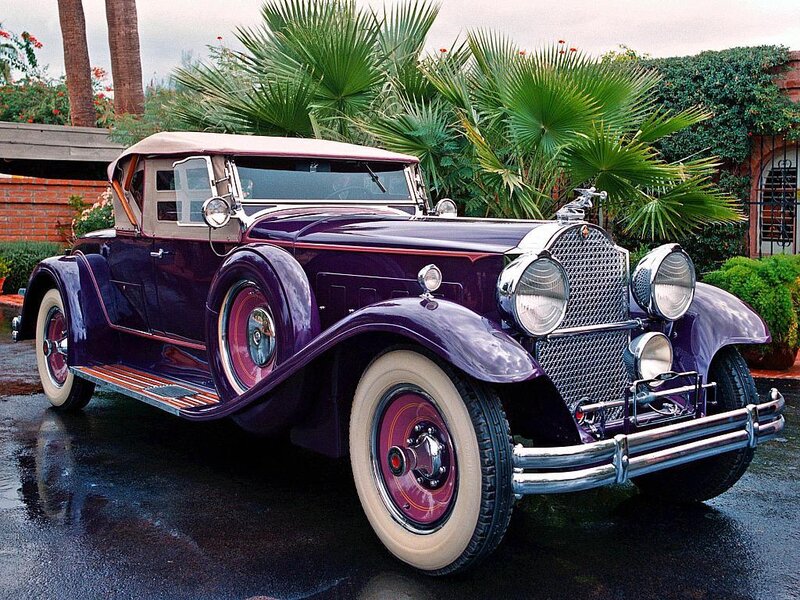 Purple vintage convertible car