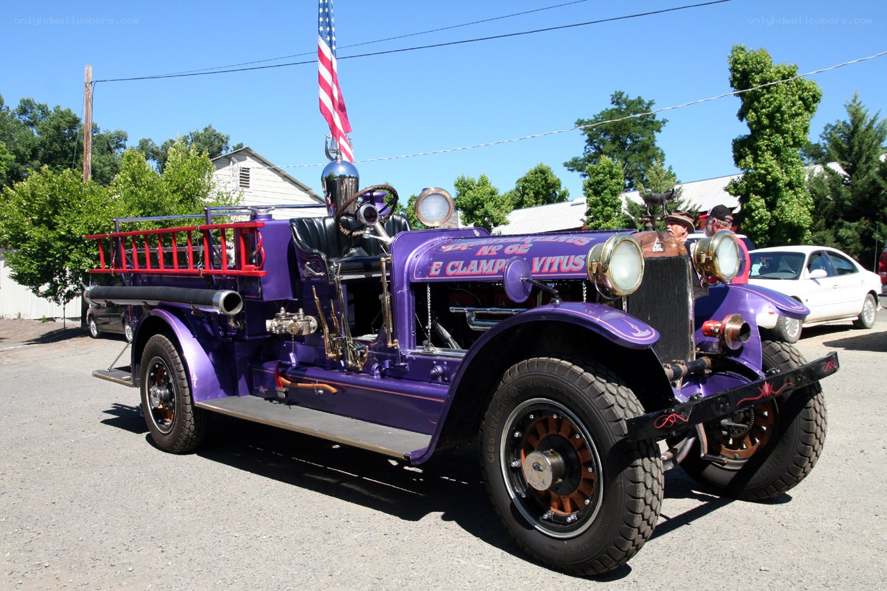 Purple vintage fire truck
