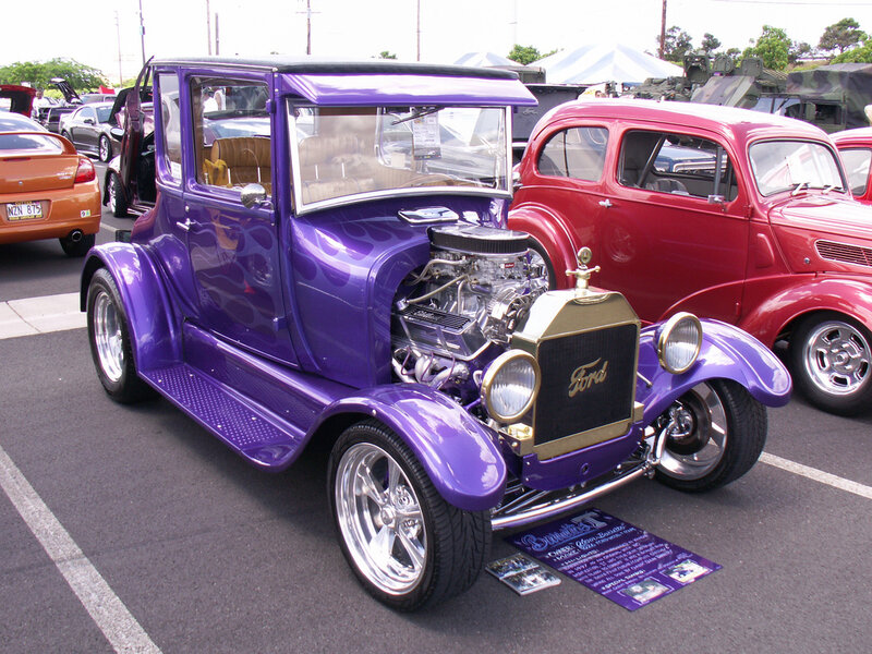 Purple vintage hot rod car