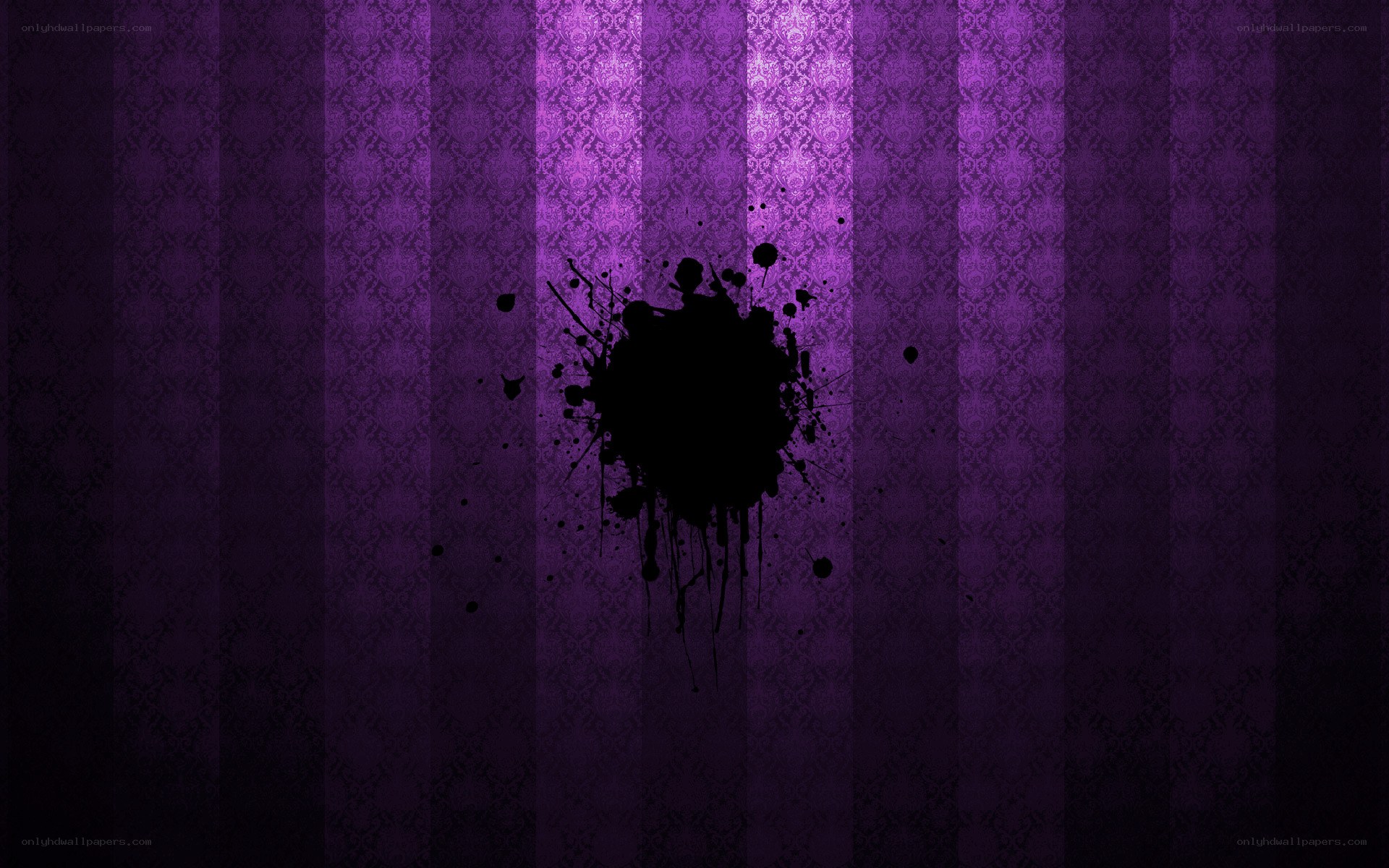 purple wallpaper with ink splatter